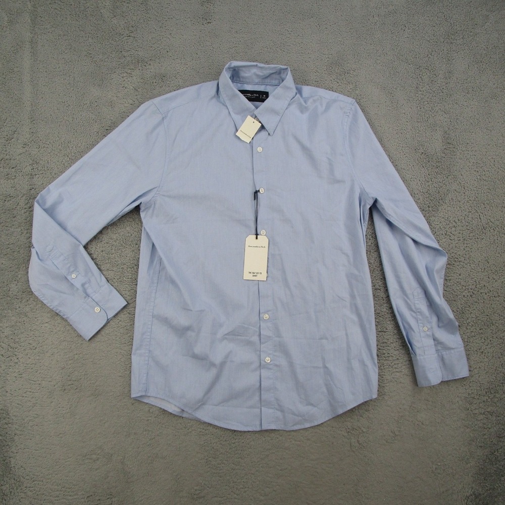 Abercrombie & Fitch Go-To Shirt Mens Medium Blue Coolmax Stretch Long Sleeve NWT